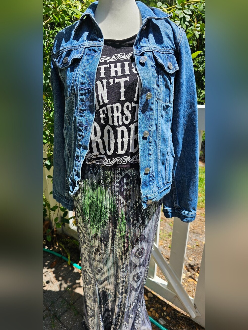 Crazy Train Sequin Maxi Skirt Western Aztec Silver Black Turquoise - Picture 2 of 13
